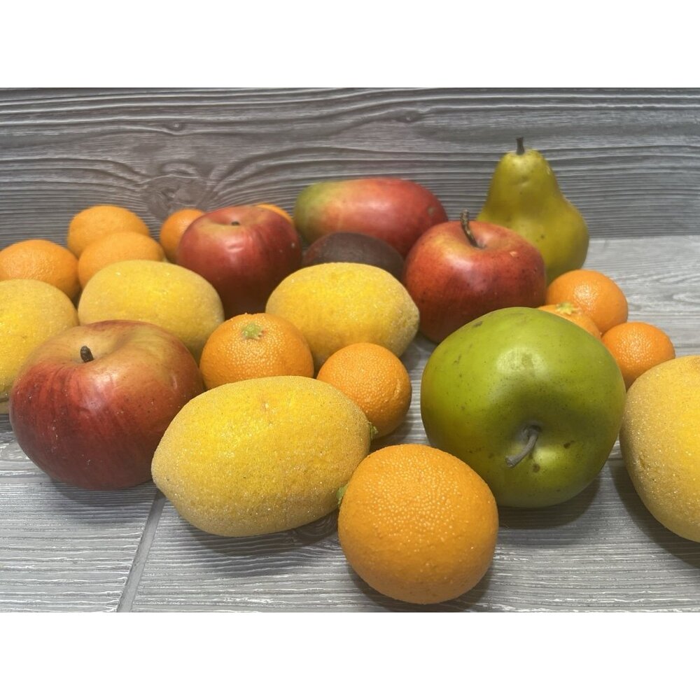 Vintage Faux Fruit Lot of 23 Realistic Apple Lemon Mango Pear Orange Bowl Filler
